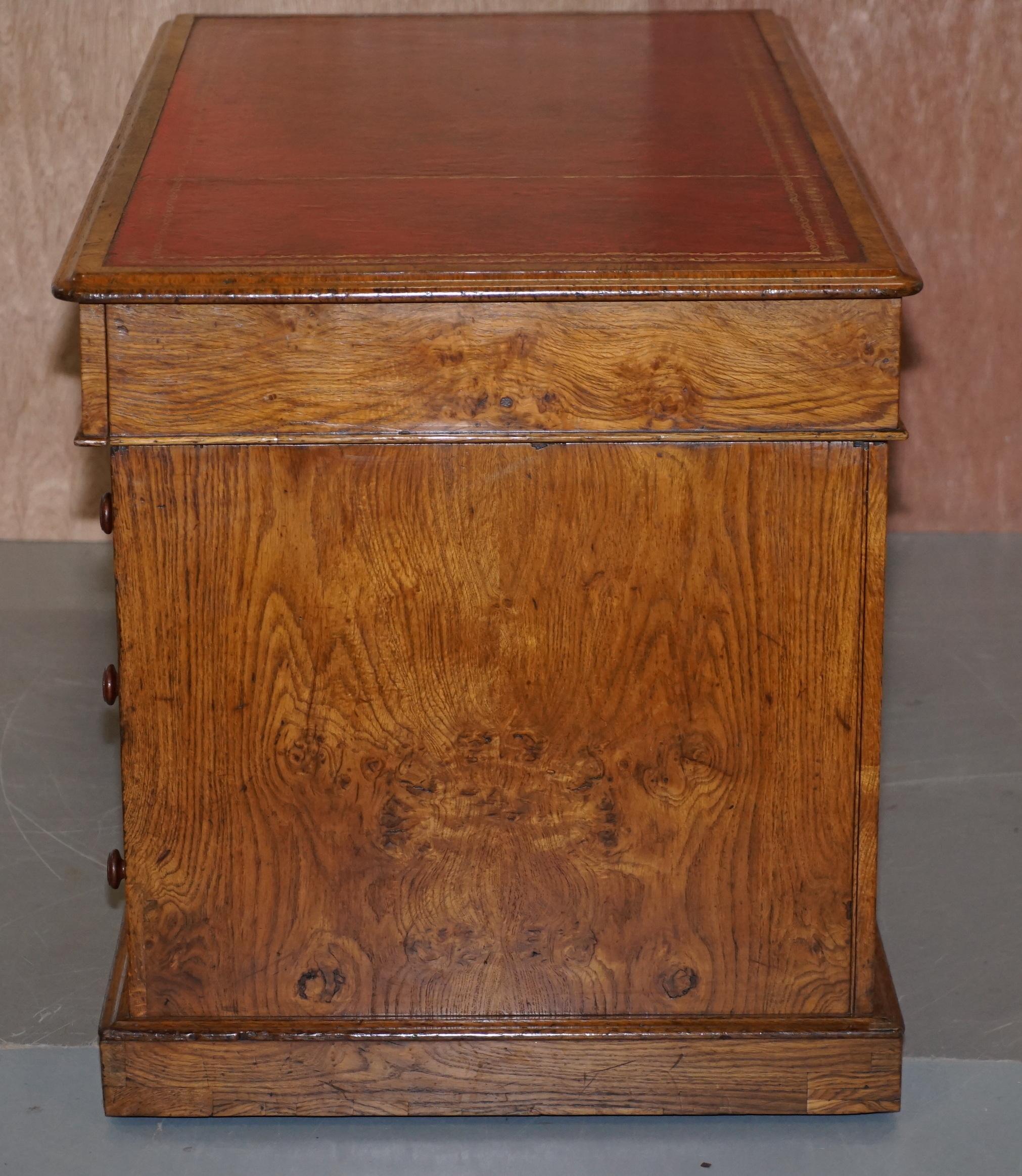 Rare circa 1880 Antique Howard & Son's Pollard Oak Patner Desk Oxblood Leather For Sale 9