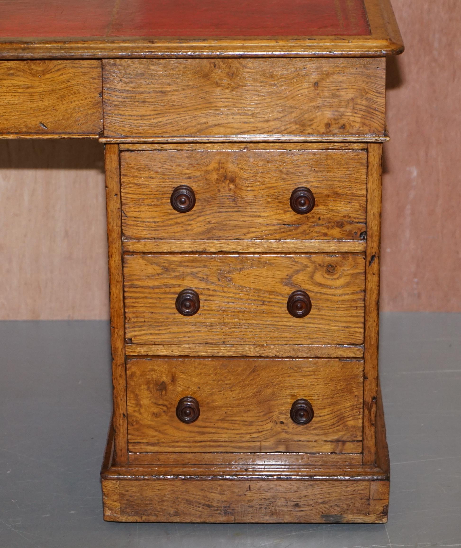Late 19th Century Rare circa 1880 Antique Howard & Son's Pollard Oak Patner Desk Oxblood Leather For Sale