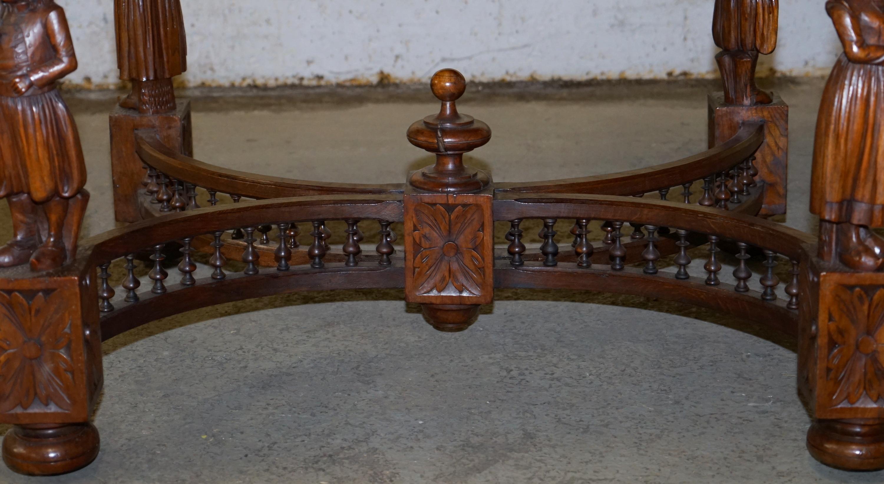Late 19th Century Rare circa 1880 French Brittany Hand Carved Chestnut Wood Extending Dining Table