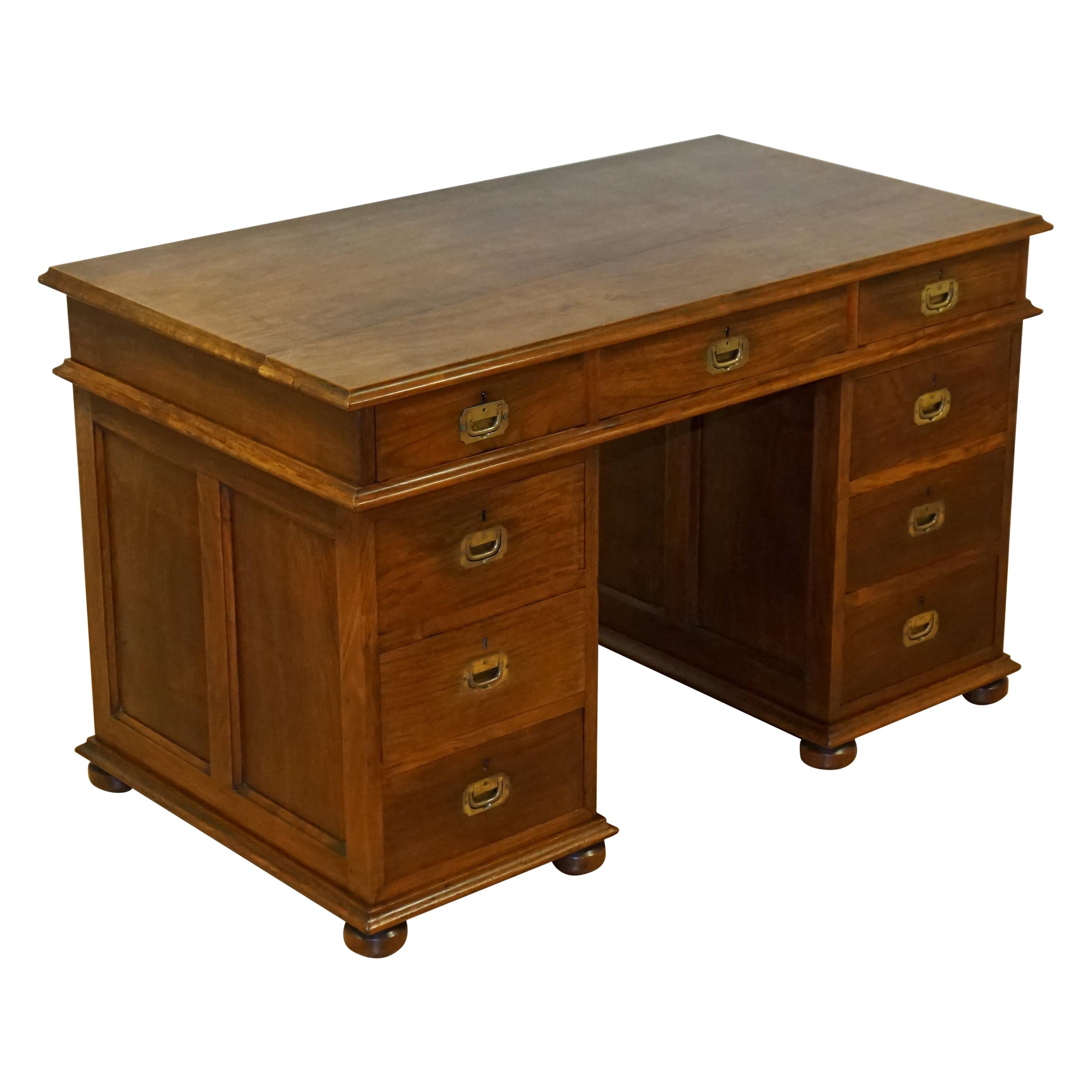 NeoClassical Pier Table with Marble Columns and Ebonized Bun Feet at