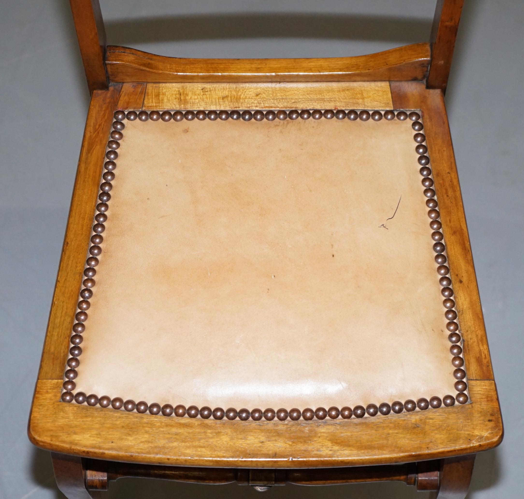 English Rare circa 1890 Solid Fruitwood Brass Fitting Military Campaign Folding Chair For Sale