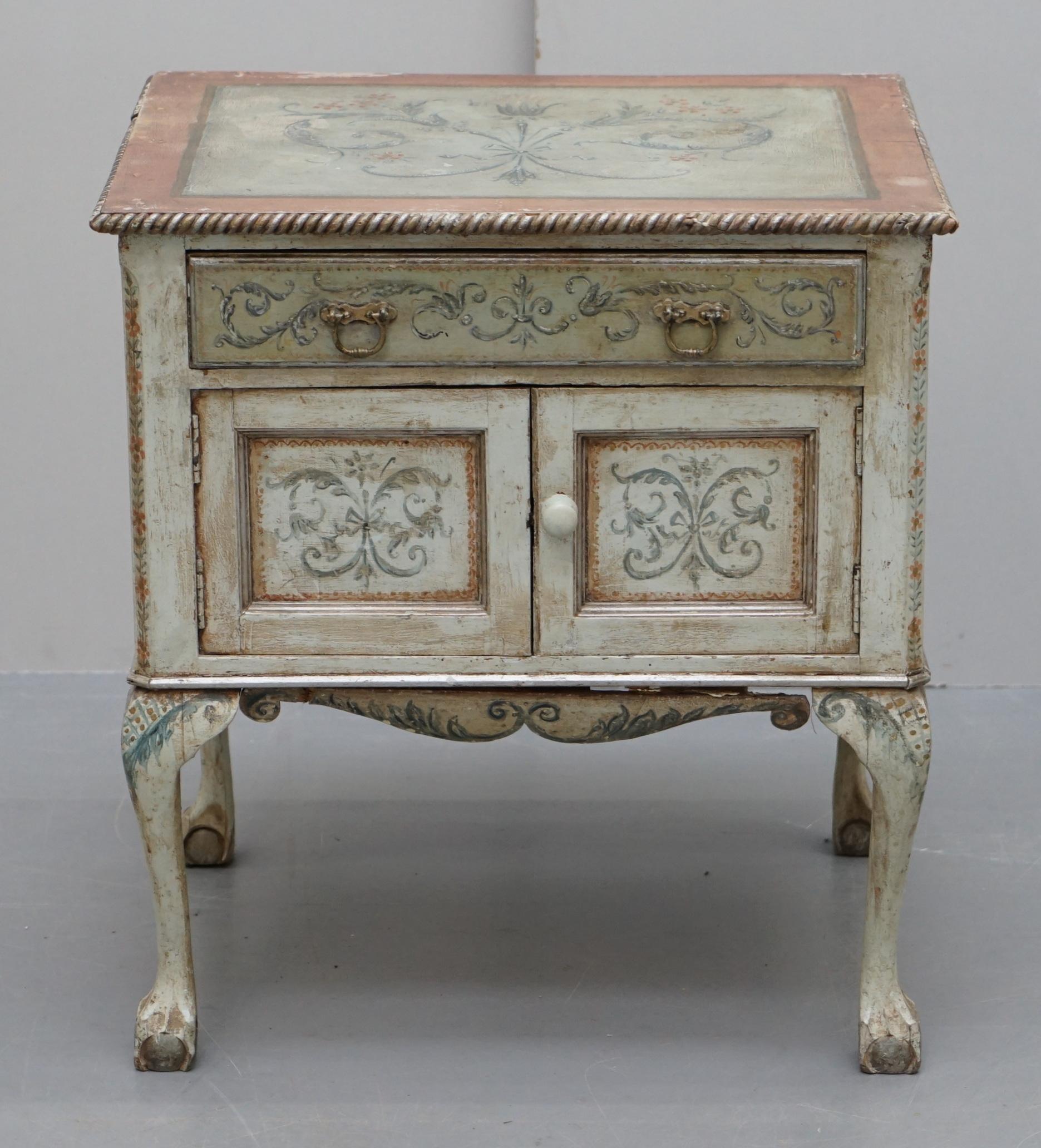We are delighted to offer for sale this lovely circa 1900 late Victorian hand painted side table cupboard with elegant claw and ball legs

A good looking and very decorative piece, the hand painted finish is exquisite, original and to a very high