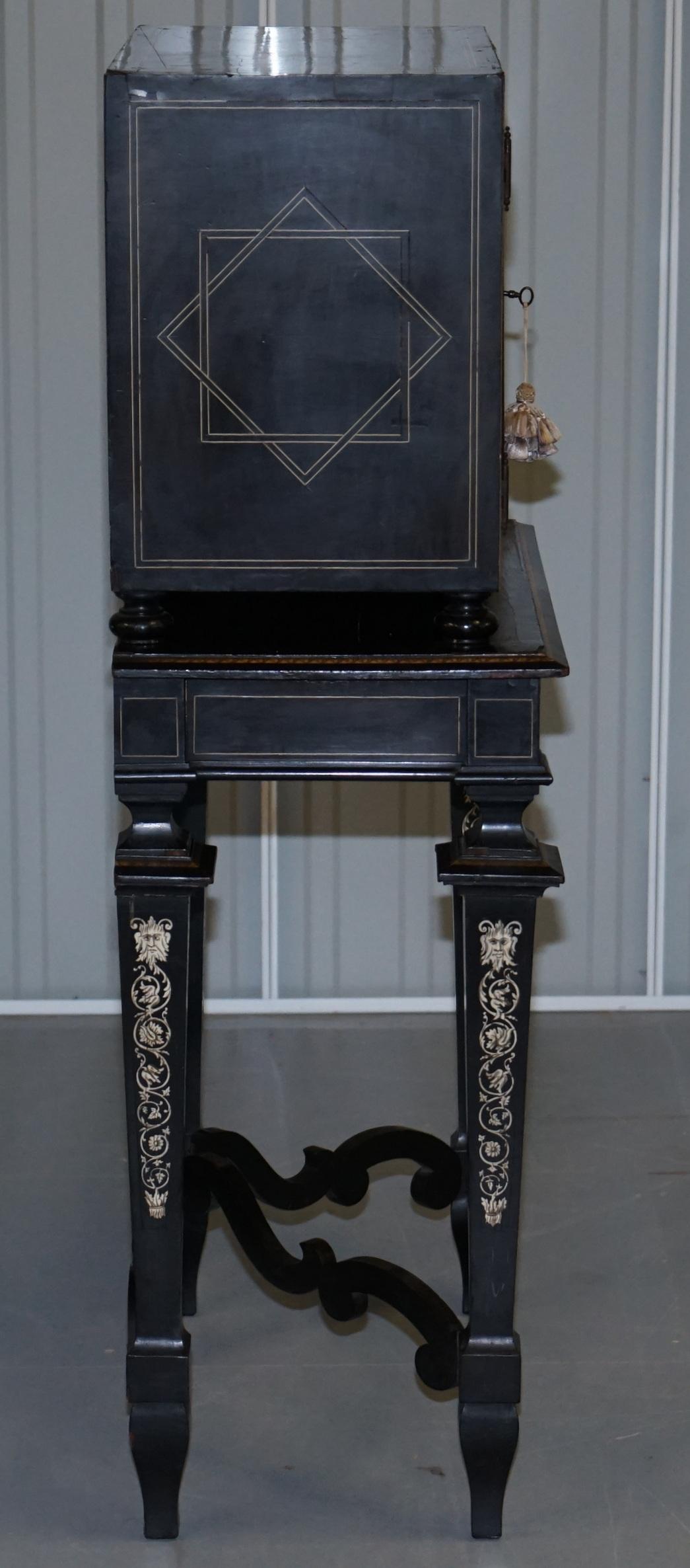 Rare Italian Collectors Cabinet on Stand with Inlaid & Ebonised, circa 1900 6