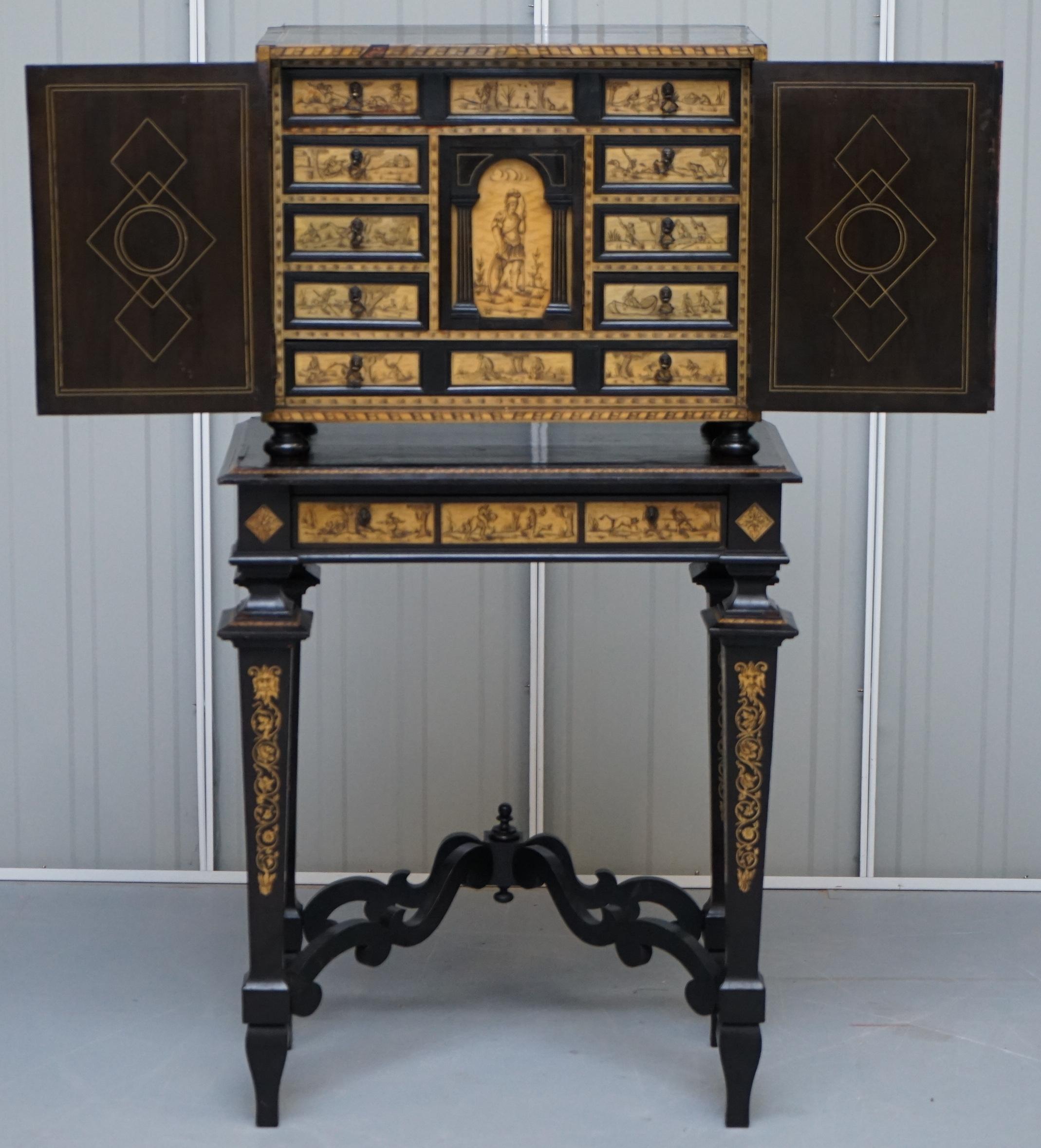 Rare Italian Collectors Cabinet on Stand with Inlaid & Ebonised, circa 1900 7