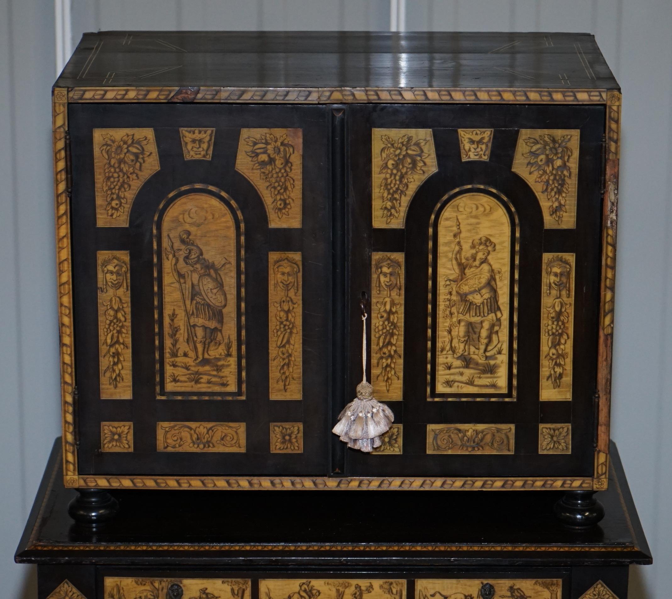 20th Century Rare Italian Collectors Cabinet on Stand with Inlaid & Ebonised, circa 1900