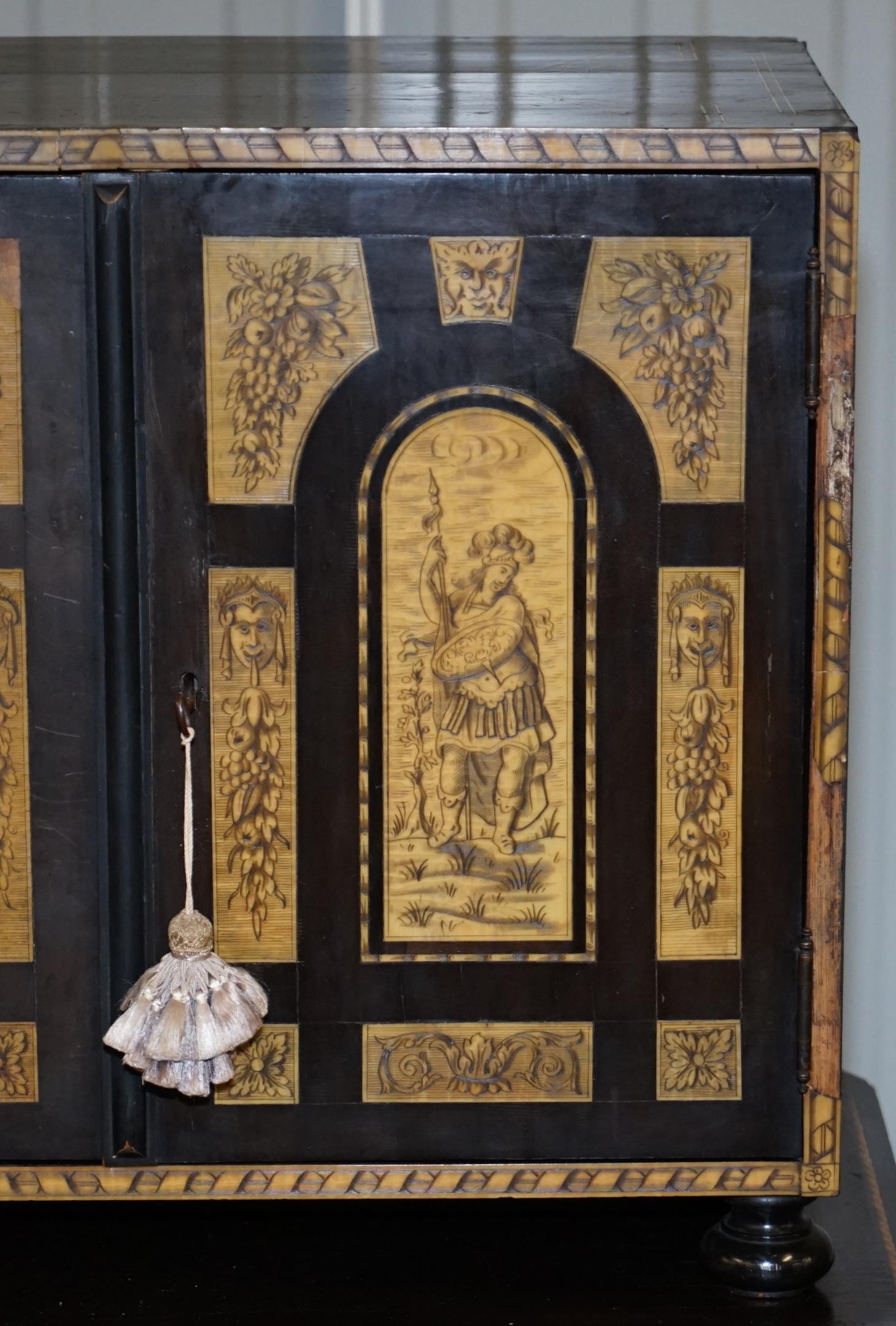 Rare Italian Collectors Cabinet on Stand with Inlaid & Ebonised, circa 1900 1