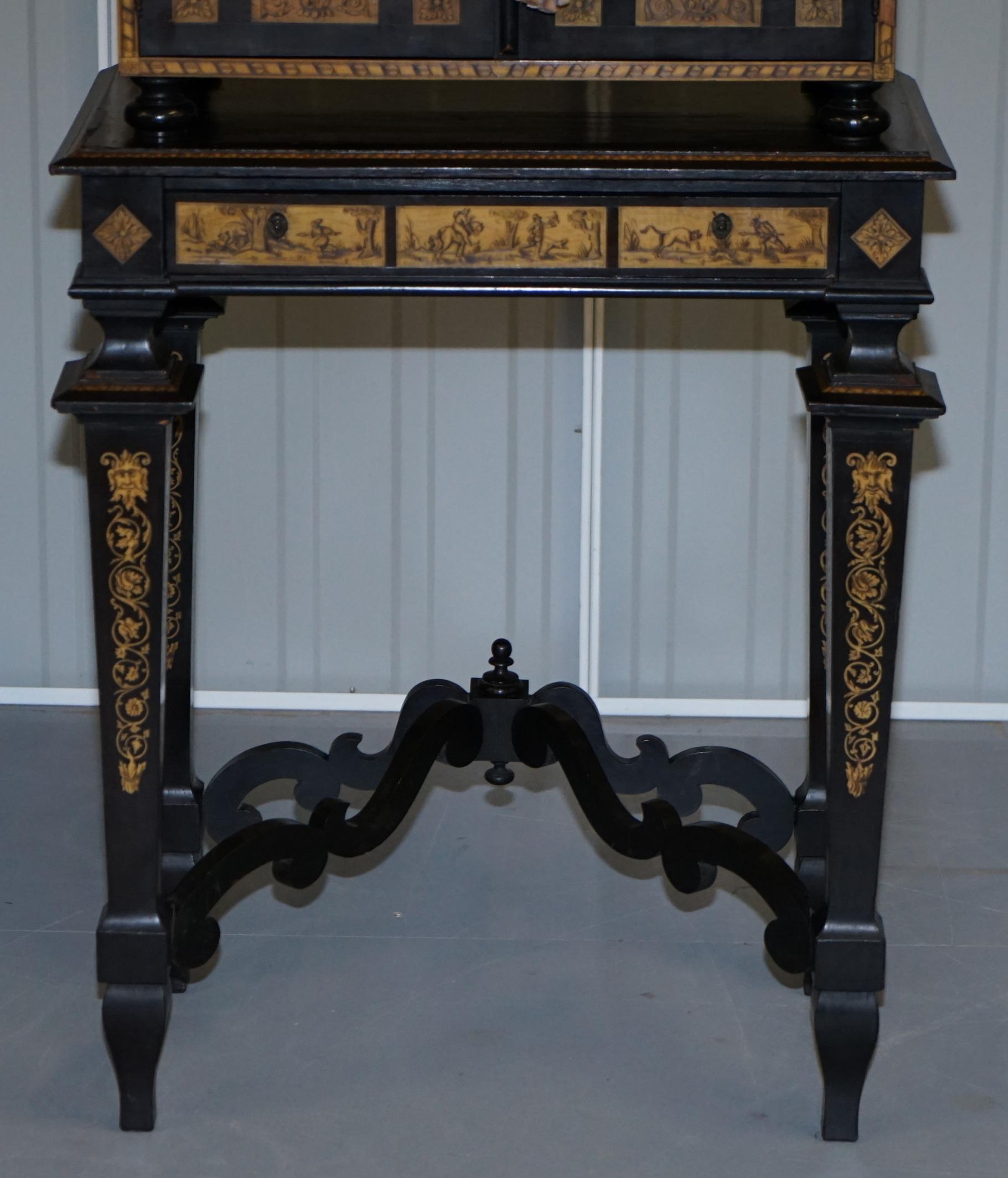 Rare Italian Collectors Cabinet on Stand with Inlaid & Ebonised, circa 1900 3