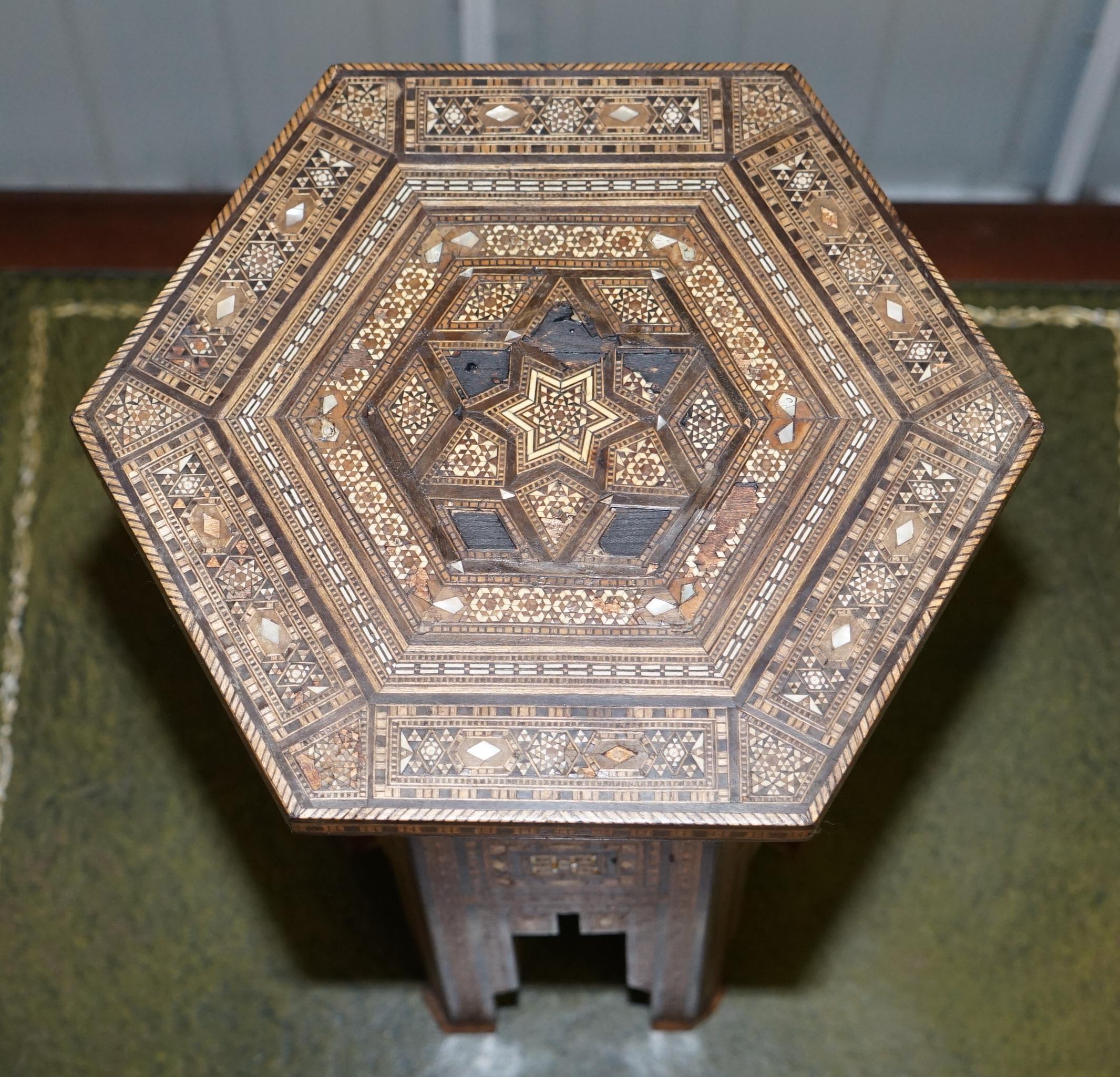 Hand-Crafted Rare circa 1900 Marquetry Inlaid Side Table Retailed Through Liberty's London