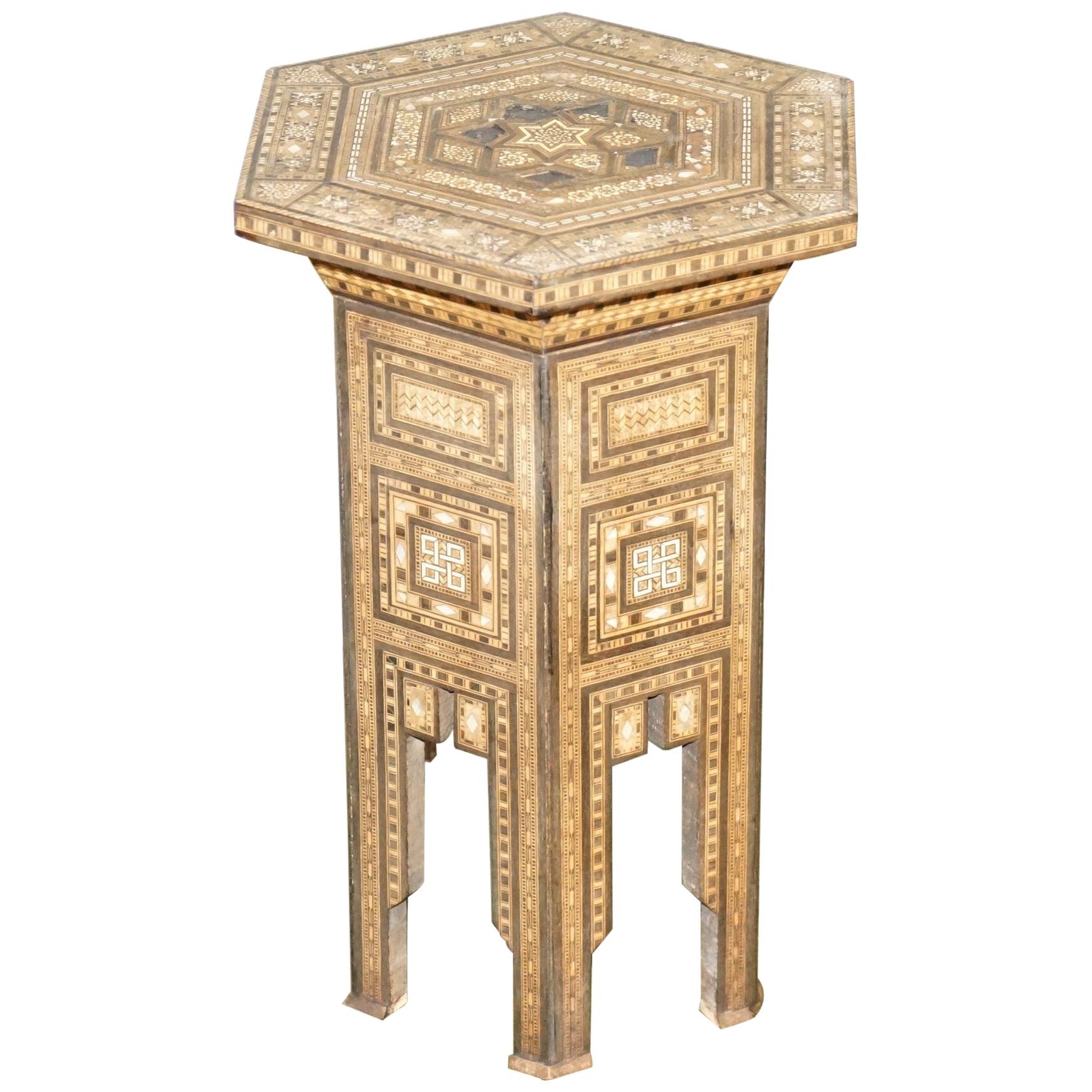 Rare circa 1900 Marquetry Inlaid Side Table Retailed Through Liberty's London