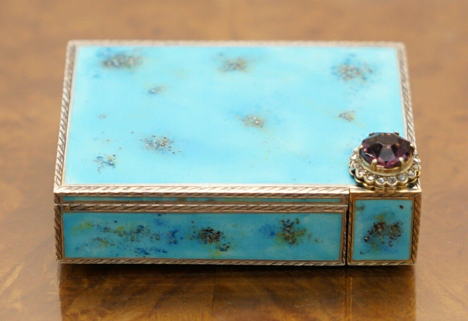 Wimbledon Furniture We are delighted to offer For sale this stunning circa 1900 French or Italian Sterling silver Diamond & Enamel powder compact with lipstick

A very good looking and beautifully crafted piece, the diamonds are all real bar one