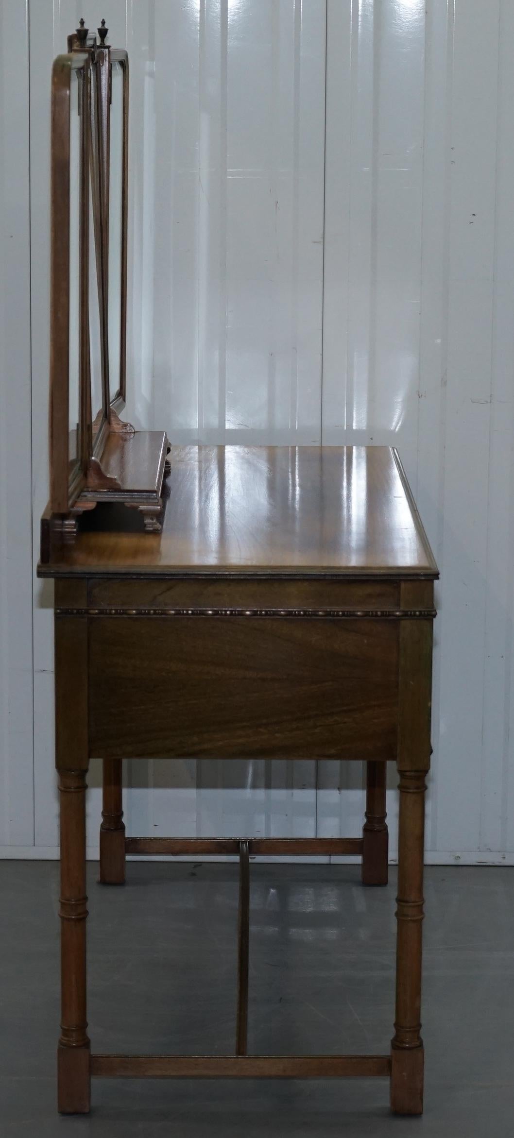 Rare circa 1920 Waring & Gillows Lancaster Burr Walnut Dressing Table Inc Mirror 5