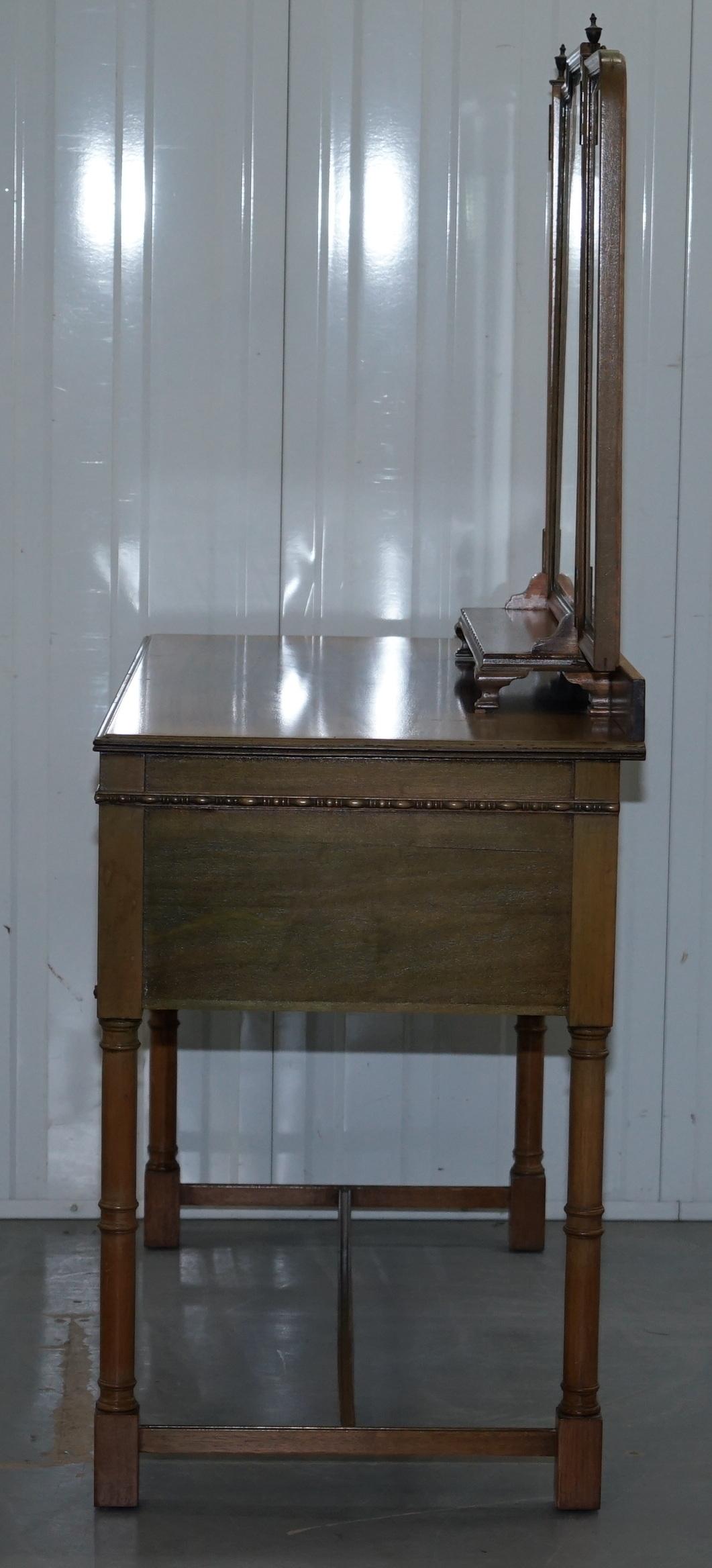 Rare circa 1920 Waring & Gillows Lancaster Burr Walnut Dressing Table Inc Mirror 9
