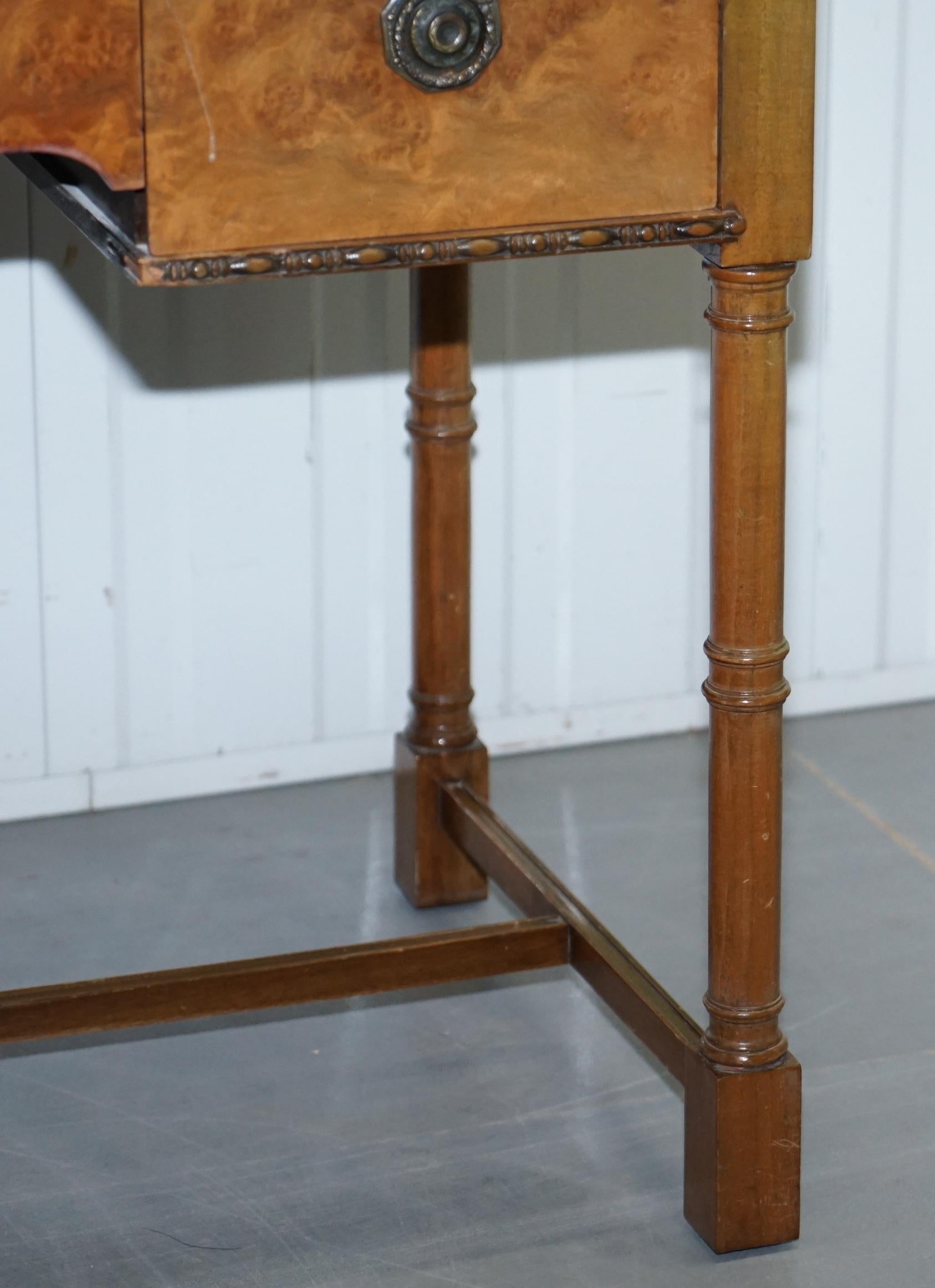 Rare circa 1920 Waring & Gillows Lancaster Burr Walnut Dressing Table Inc Mirror 1