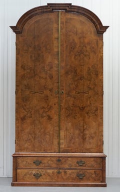Rare circa 1920s Art Decor Burr Quarter Cut Walnut Large Wardrobe Armoire