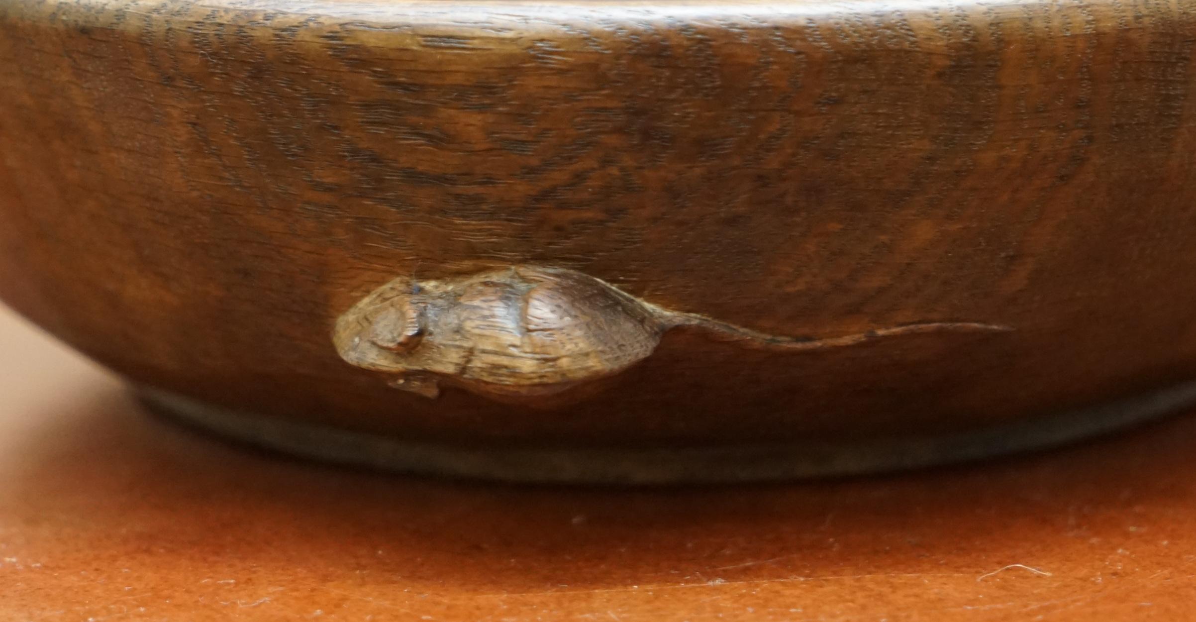 Mid-20th Century Rare circa 1950 Robert Thompson Mouseman Fruit Bowl Hand Carved Oak Distressed