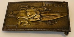 Rare Circa 1970s French Pirelli Tyres Salvador Dali Polished Brass Belt & Buckle