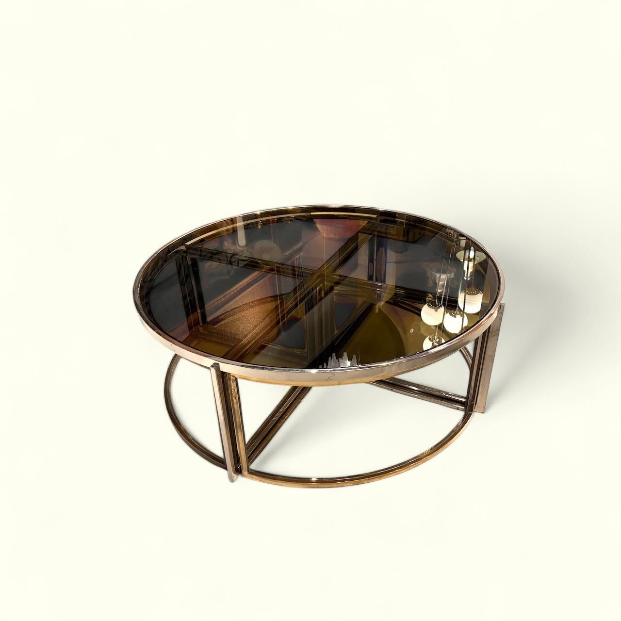 Late 20th Century Rare circular Coffee Table By Jean Charles in Five parts (Side Table). For Sale