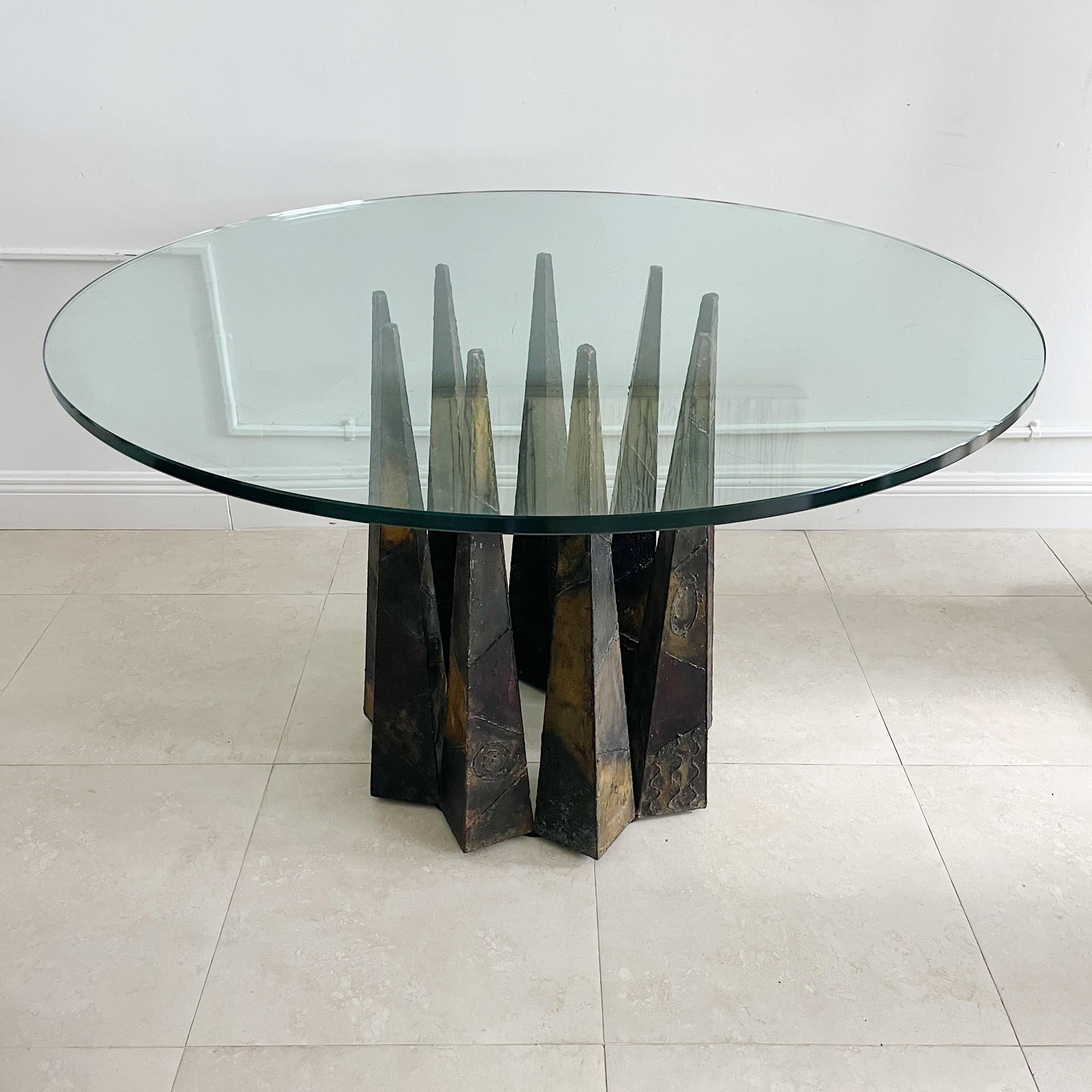 Mid-Century Modern Rare table de salle à manger circulaire en acier soudé et patiné Paul Evans pour Directional en vente