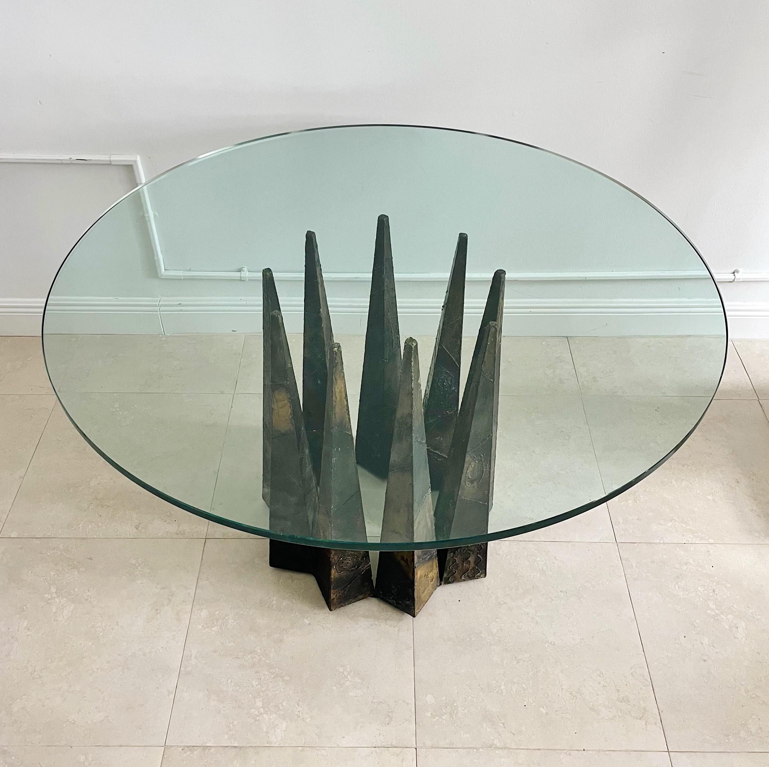 Mid-Century Modern Rare Circular Paul Evans Welded and Patinated Steel Dining Table for Directional For Sale