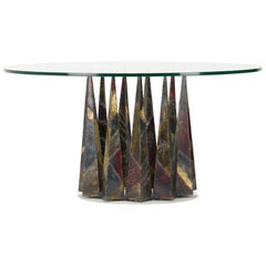 Rare Circular Paul Evans Welded and Patinated Steel Dining Table for Directional