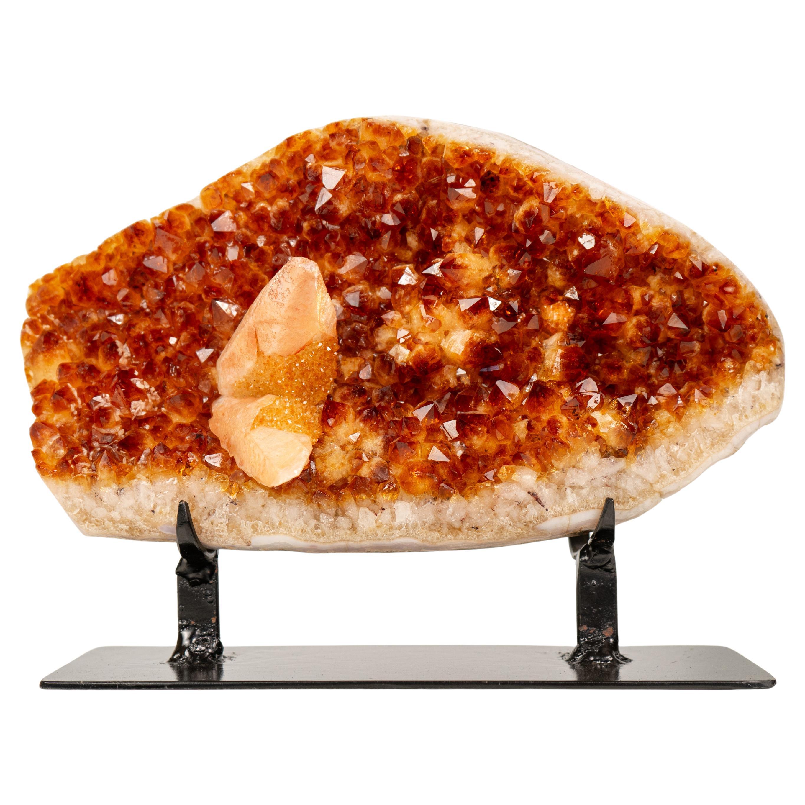 Rare grappe de citrine avec inclusions de calcite