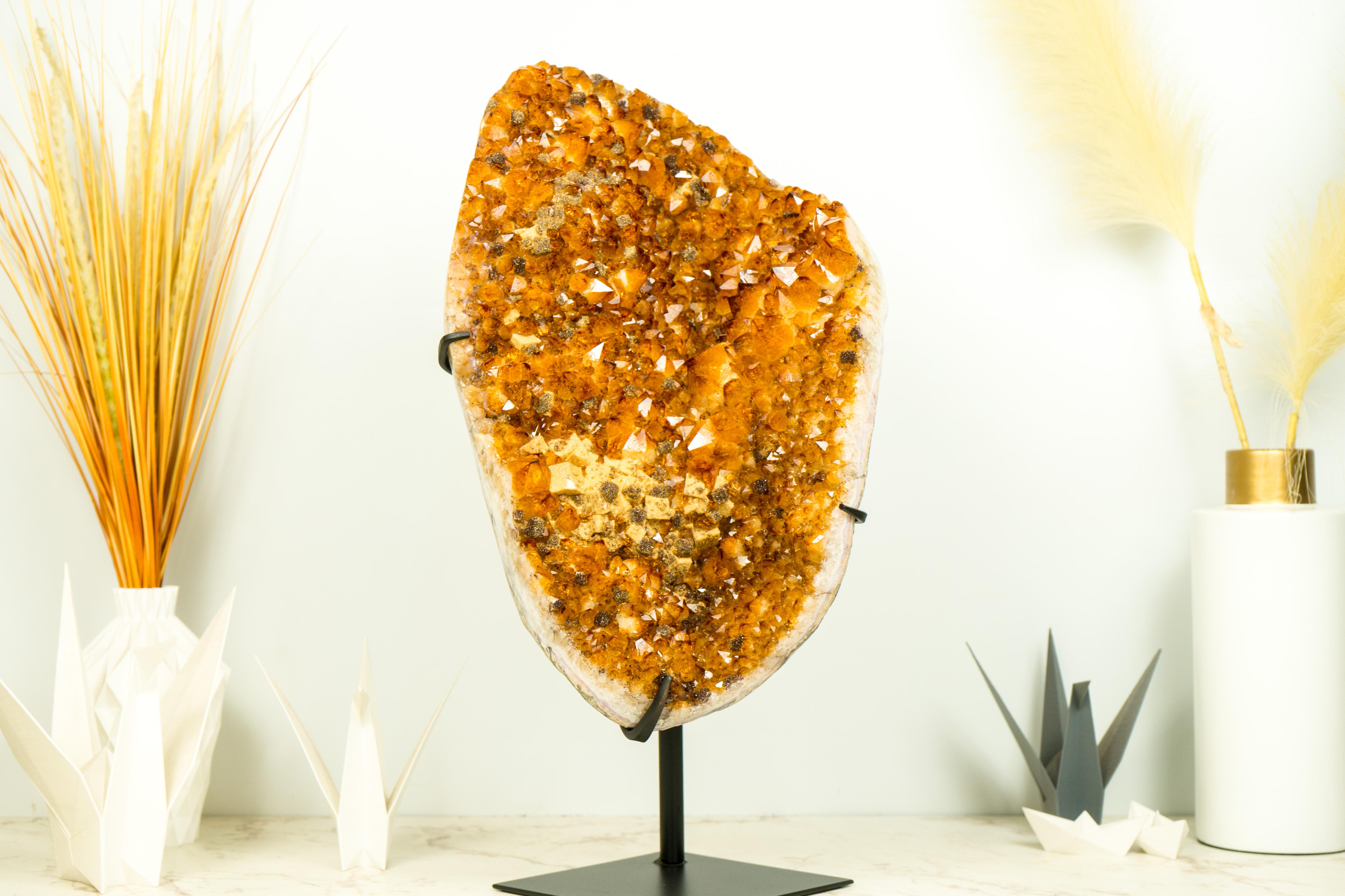 Rare Natural Citrine Cluster with Shiny Citrine Druzy and Cubic Calcite Inclusions

▫️ Description

Gorgeous and possessing world-class characteristics, we carefully handpicked this Citrine Cluster for its beautiful aesthetics and rare, intact