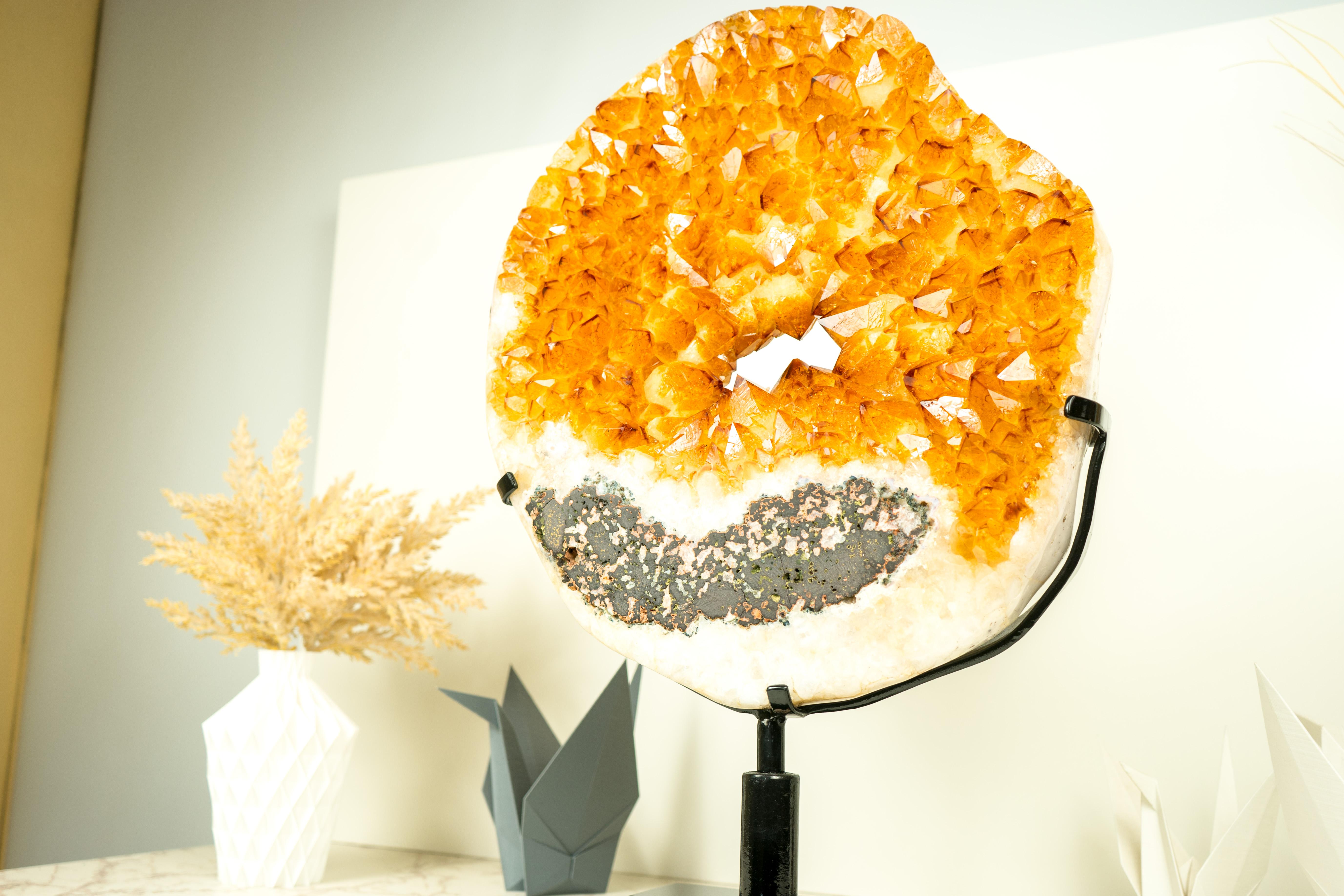 Contemporary Rare Citrine Geode Portal with AAA Vibrant Golden Citrine and Natural Crown For Sale