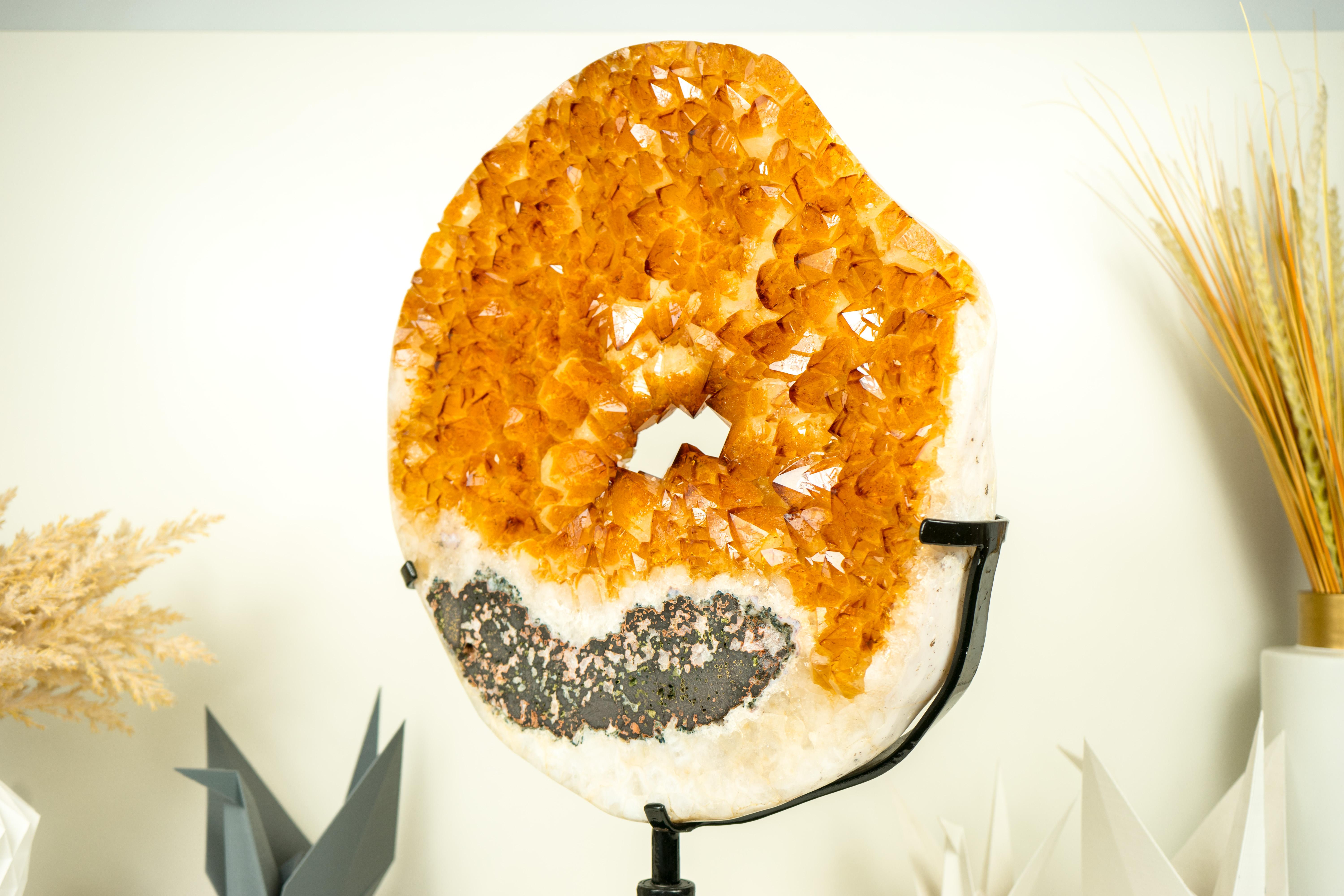 Agate Rare Citrine Geode Portal with AAA Vibrant Golden Citrine and Natural Crown For Sale