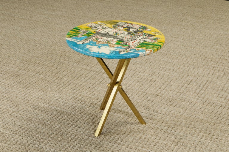 Rare 'Città di Carte' (City of Cards) Side Table by Piero Fornasetti, Signed  For Sale 5