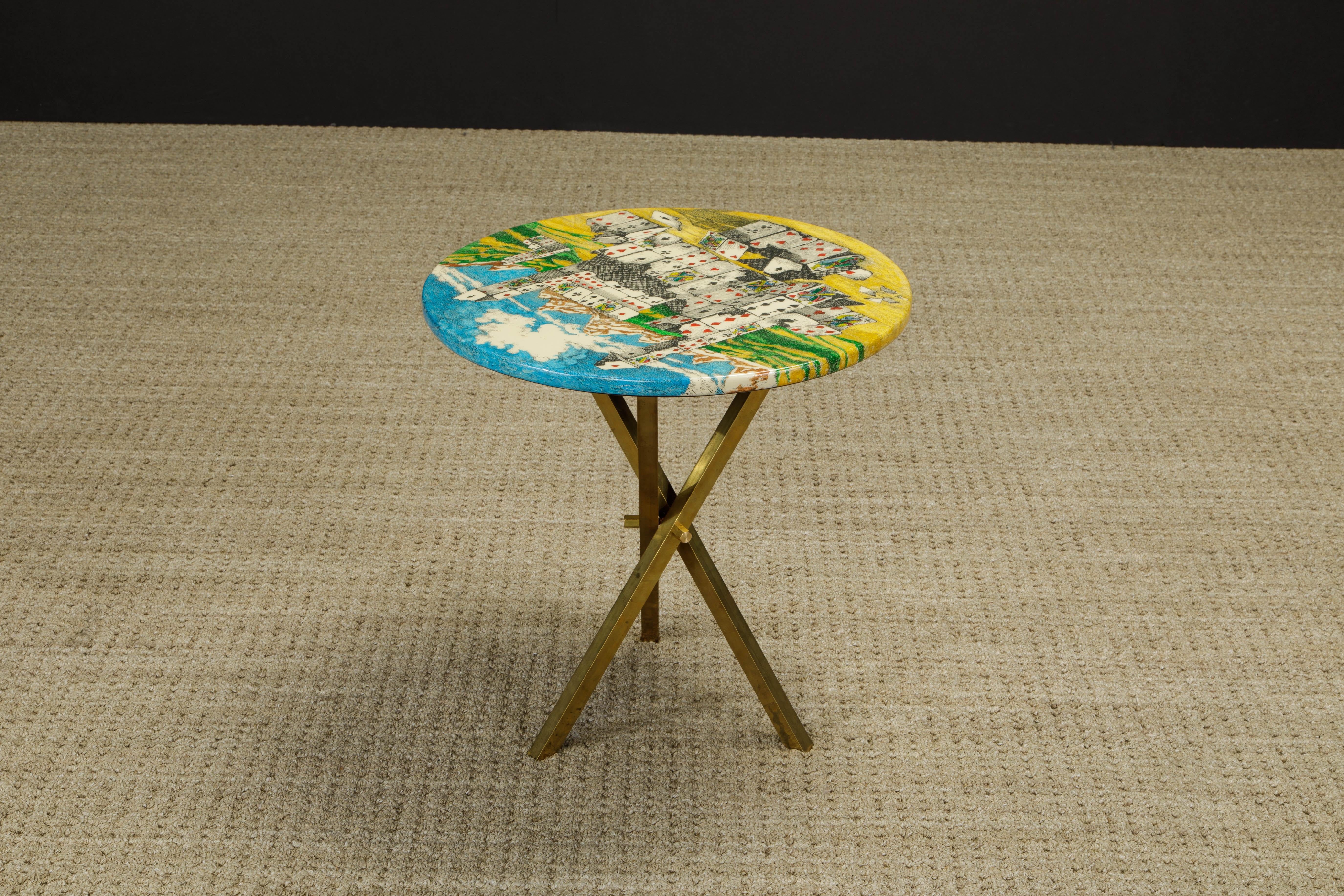 Rare 'Città di Carte' (City of Cards) Side Table by Piero Fornasetti, Signed  In Excellent Condition In Los Angeles, CA