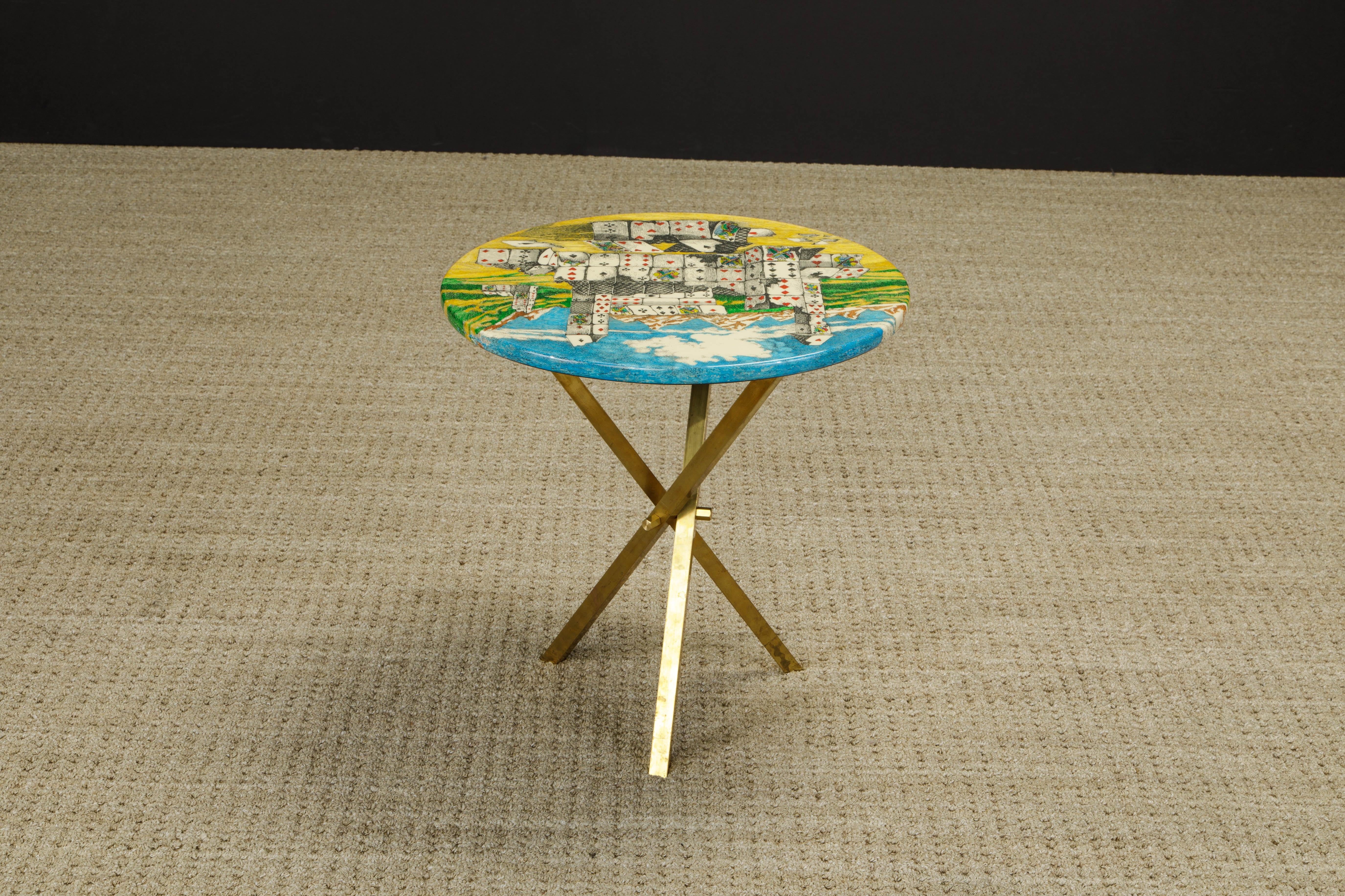 Late 20th Century Rare 'Città di Carte' (City of Cards) Side Table by Piero Fornasetti, Signed 