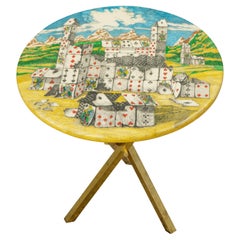 Rare 'Città di Carte' (City of Cards) Side Table by Piero Fornasetti, Signed
