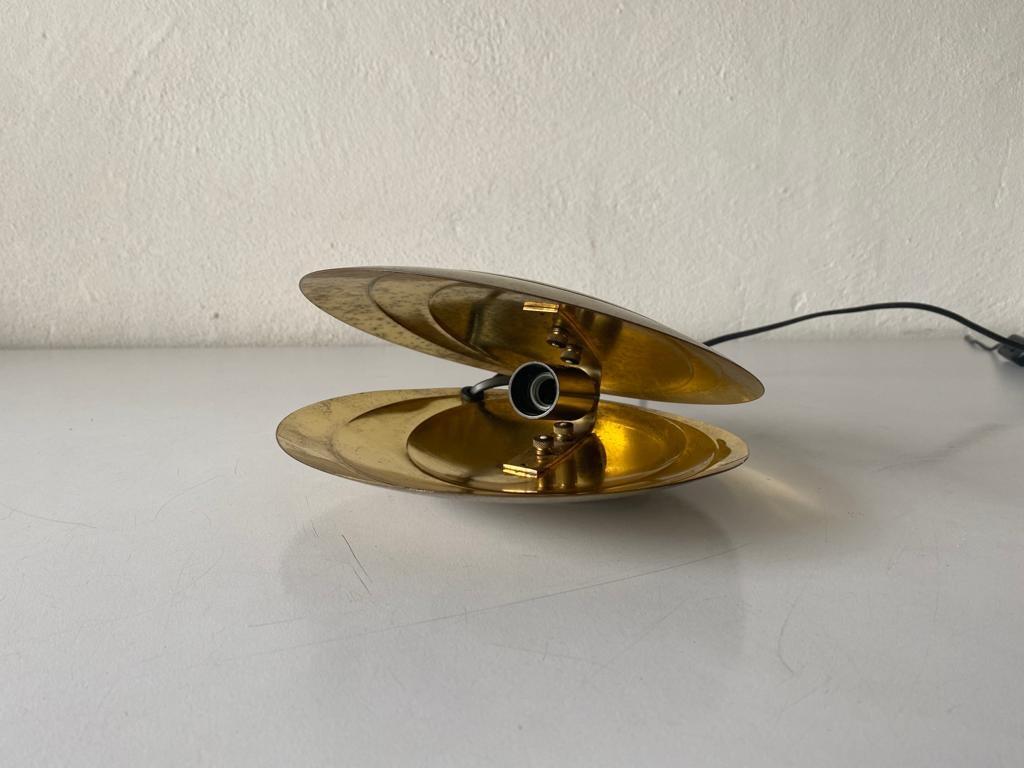 Italian Rare Clam Shell Design Brass Table Lamp by Angelo Brotto, 1960s, Italy