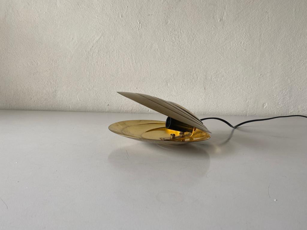 Rare Clam Shell Design Brass Table Lamp by Angelo Brotto, 1960s, Italy 2