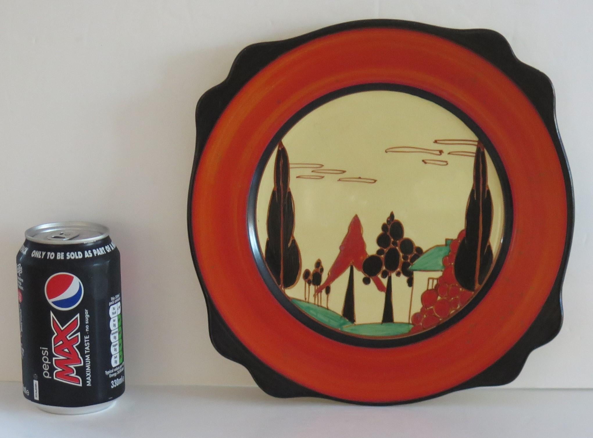 Clarice Cliff Large Plate in Red Trees & House Fantasque Pattern, Circa 1930 For Sale 4