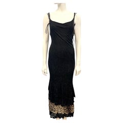 Rare Class Roberto Cavalli SS 2003 Burnout Floral Open Back Maxi Dress Léopard