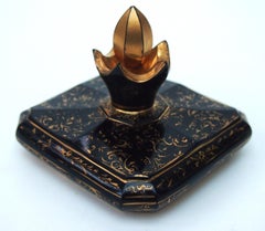 Rare Classic Biedermeier Gilded Count Buquoy Hyalith (True black) Scent Bottle