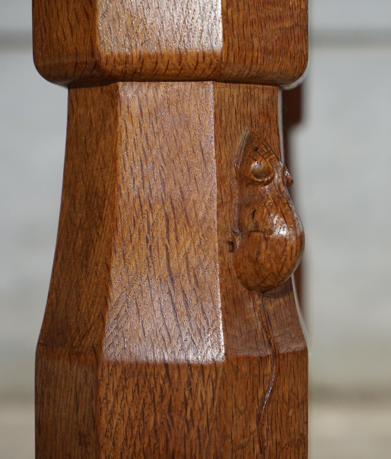 Rare Classic Vintage Robert Mouseman Thompson Solid Oak Refectory Dining Table at 1stDibs