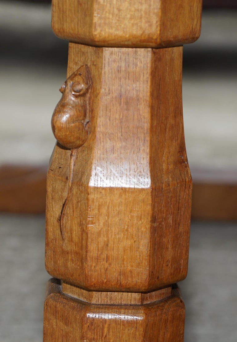 Rare Classic Vintage Robert Mouseman Thompson Solid Oak Refectory Dining Table at 1stDibs