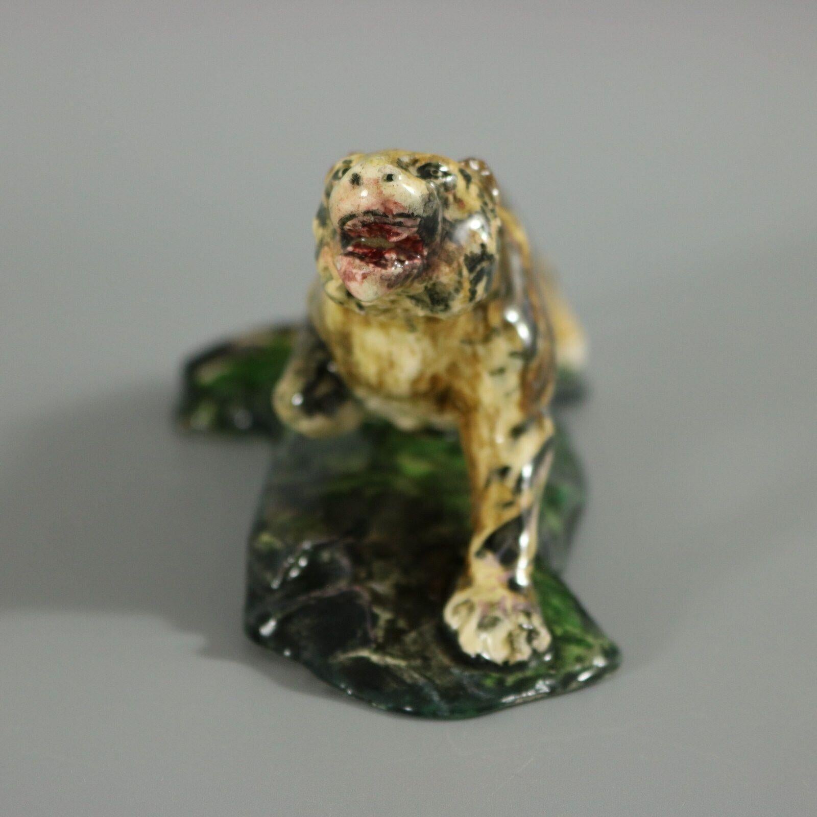 Victorian Rare Clement Massier Prowling Tiger Figure For Sale