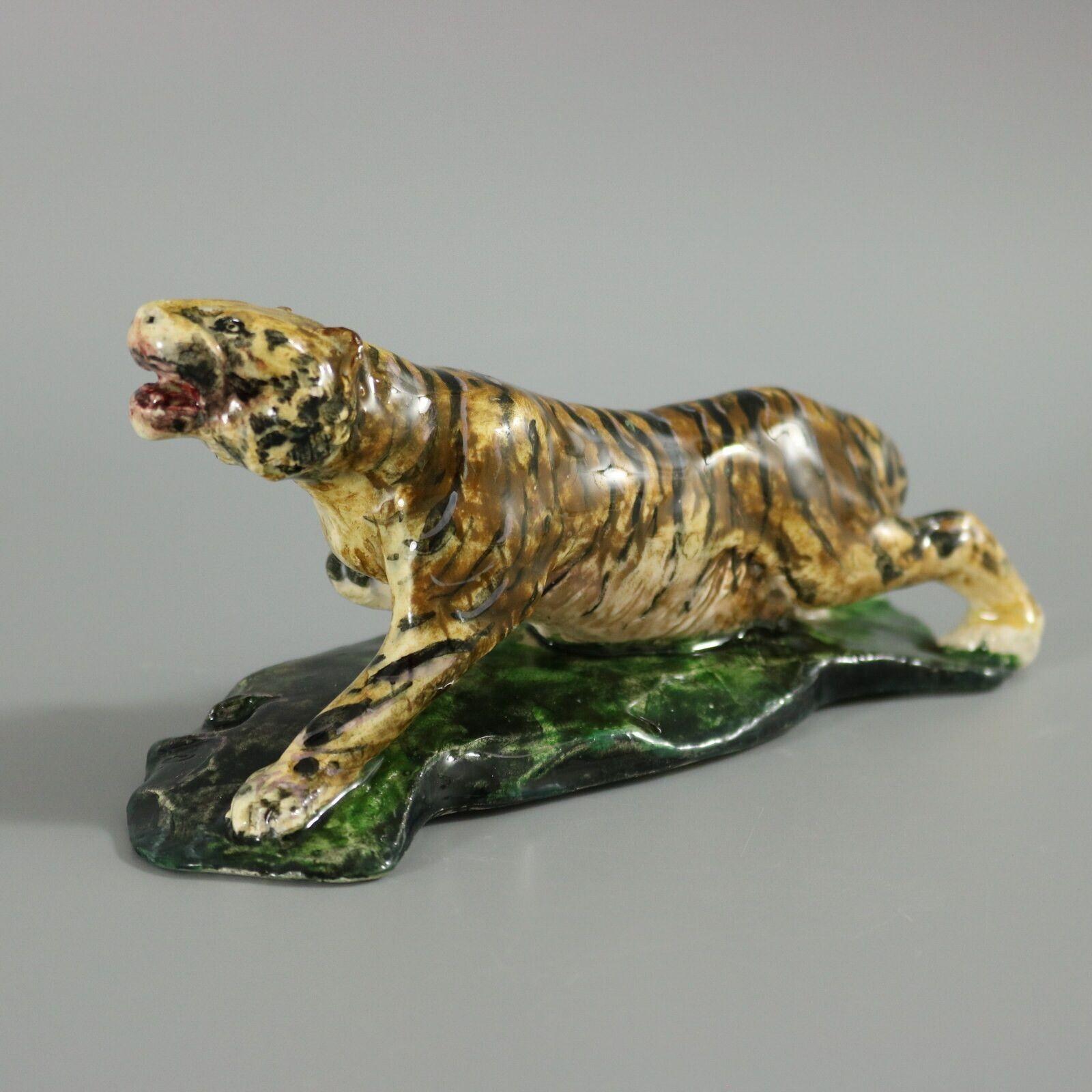 English Rare Clement Massier Prowling Tiger Figure For Sale