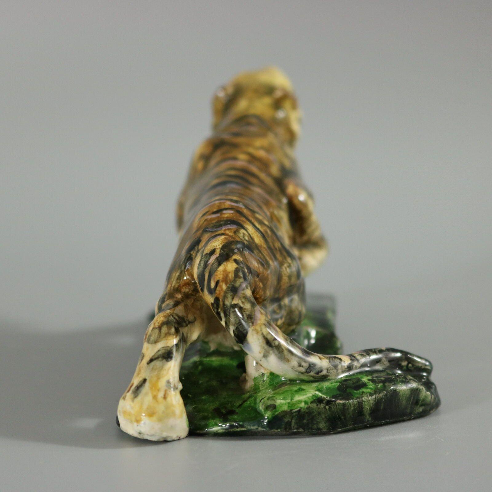 Majolica Rare Clement Massier Prowling Tiger Figure For Sale