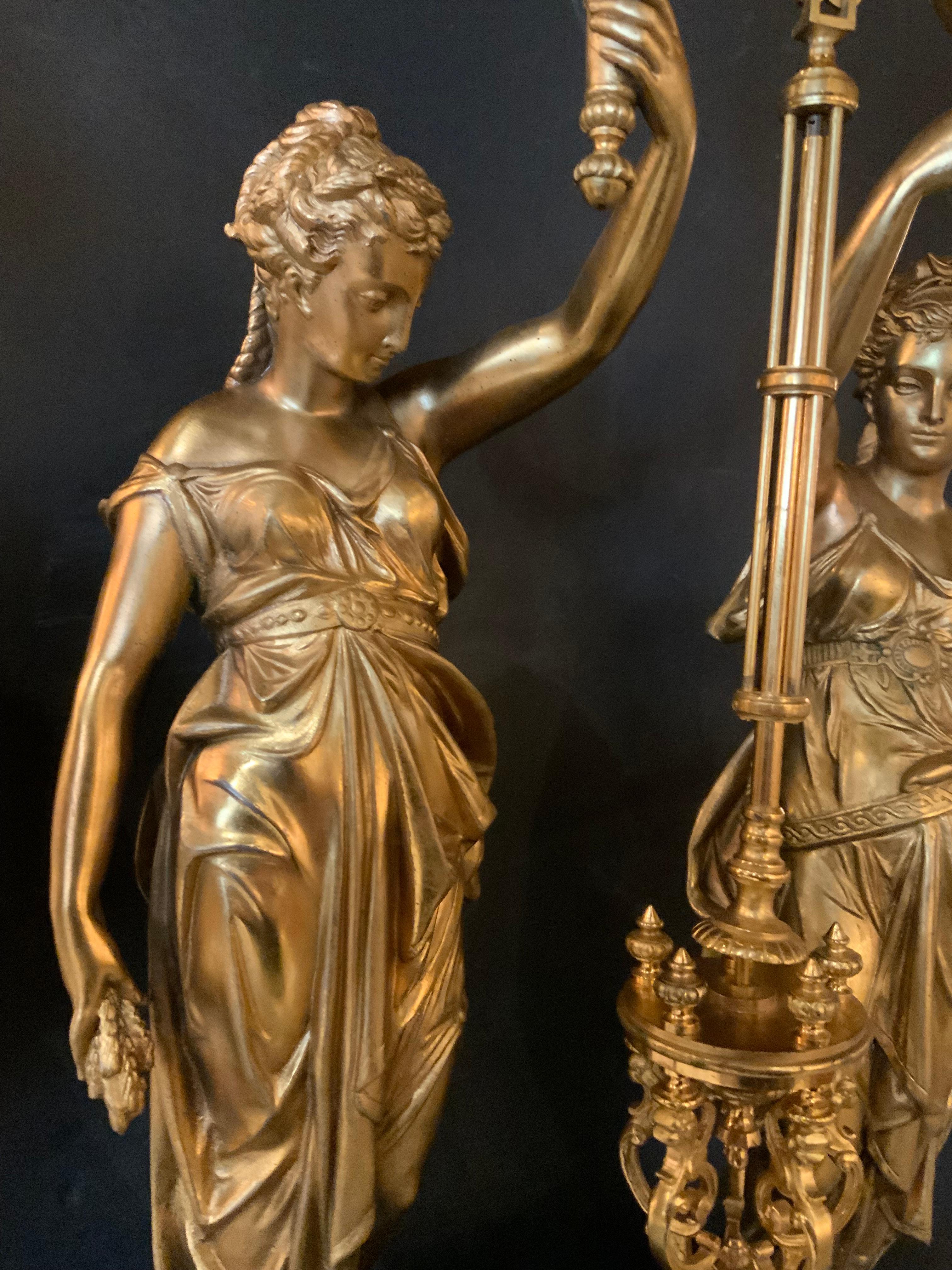 Hungarian Rare clock by Jozsef Lechner gilt bronze and black marble, rotating pendulum For Sale