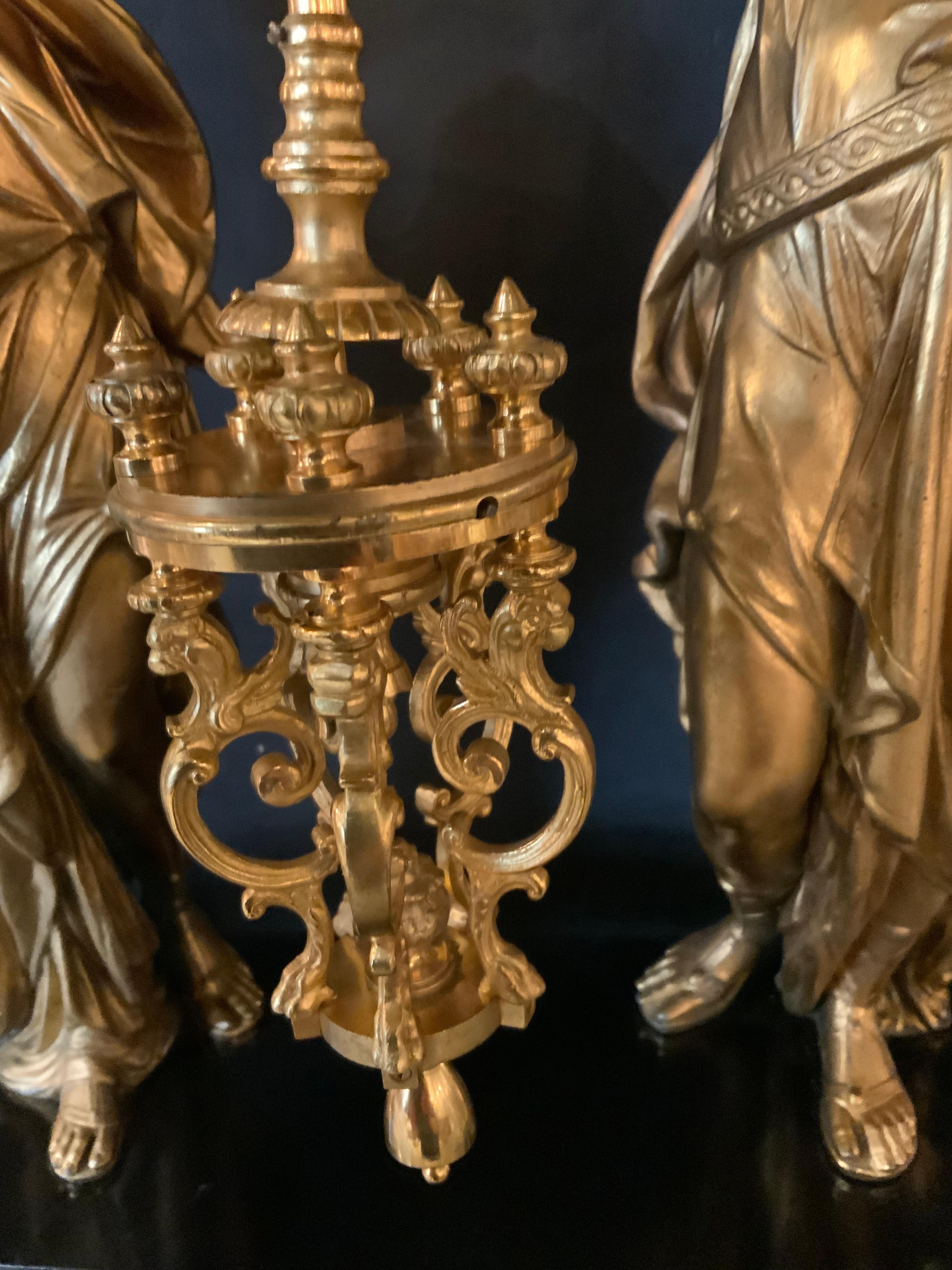 19th Century Rare clock by Jozsef Lechner gilt bronze and black marble, rotating pendulum For Sale