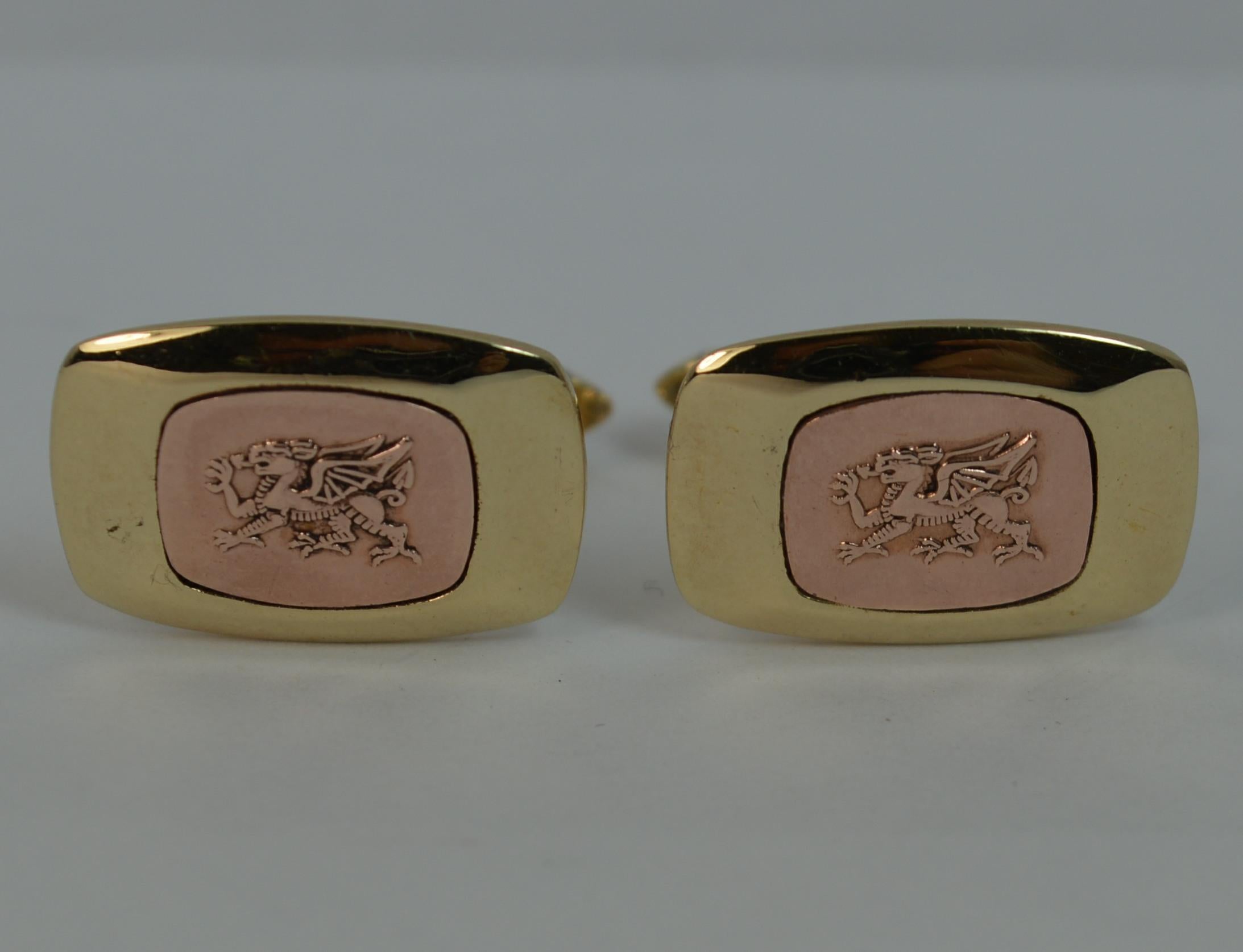 Rare Clogau Solid 9 Carat Gold Pair of Men's Cufflinks with Dragon Design 3