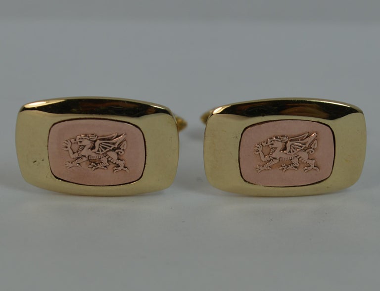 Rare Clogau Solid 9 Carat Gold Pair of Men's Cufflinks with Dragon