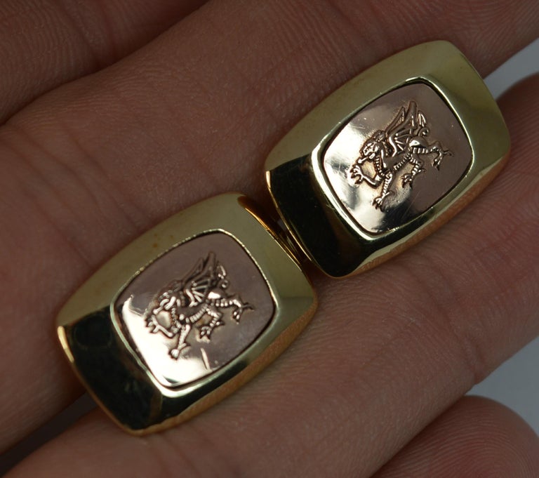 Rare Clogau Solid 9 Carat Gold Pair of Men's Cufflinks with Dragon