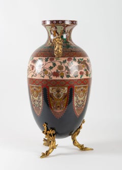 Rare "Cloisonné" Enamel Vase, Gilt Bronze Mounts, France, Attributed to Lievre