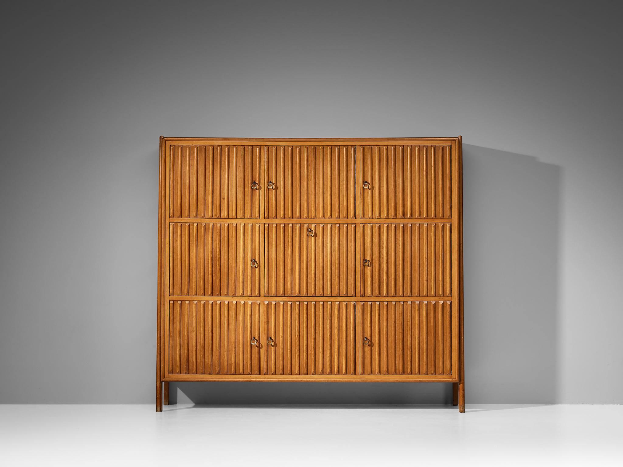 Mid-Century Modern Rare C.M. Varos for Casa Moderna Highboard in Blond Stained Wood For Sale