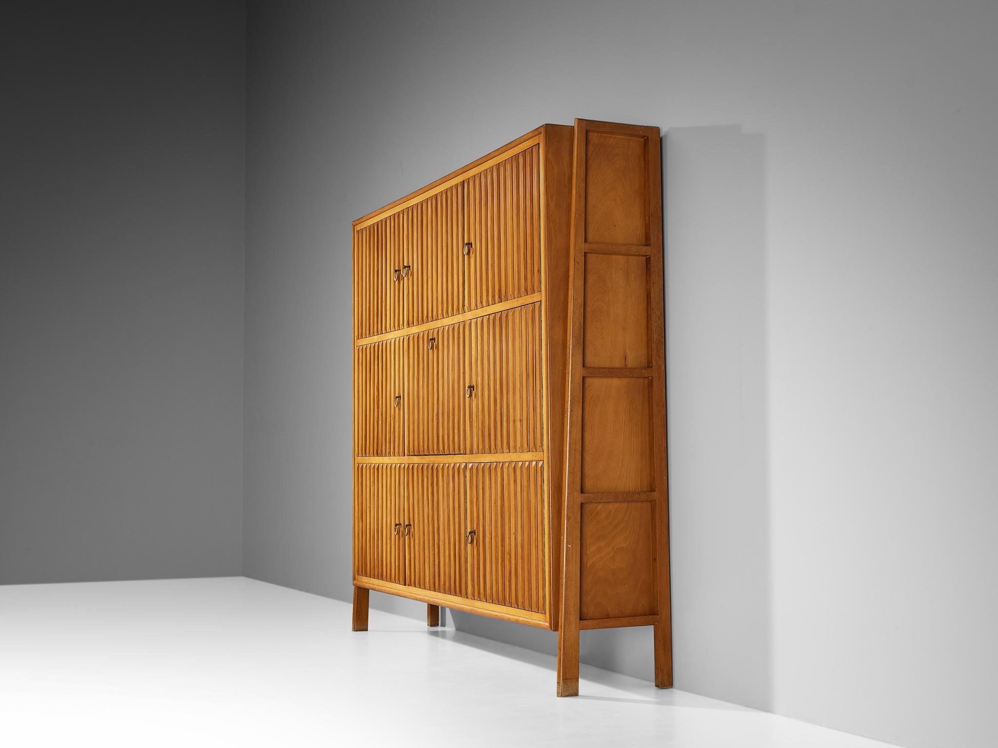 Mid-20th Century Rare C.M. Varos for Casa Moderna Highboard in Blond Stained Wood For Sale